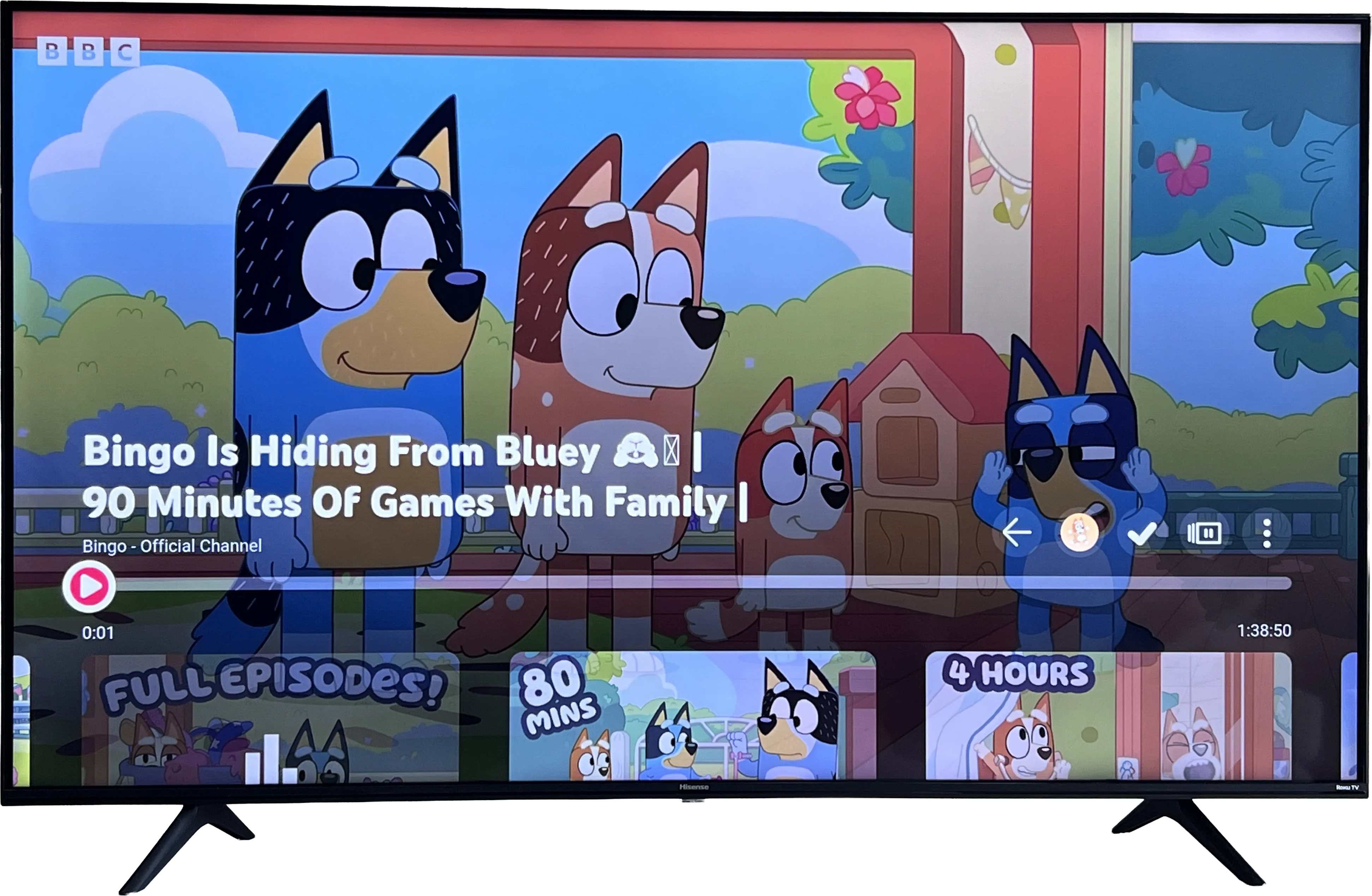 YouTube Kids watch flow with playback and back button